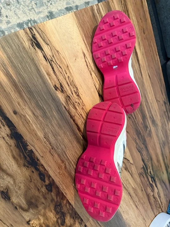 Gucci Women's Multi-Color Chunky Sneakers in Pink, Navy & Beige - Picture 2 of 5